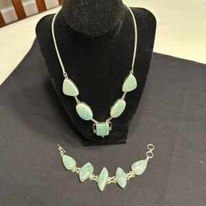 (M) NWOT 925 SS Green Amazonite Necklace & bracelet